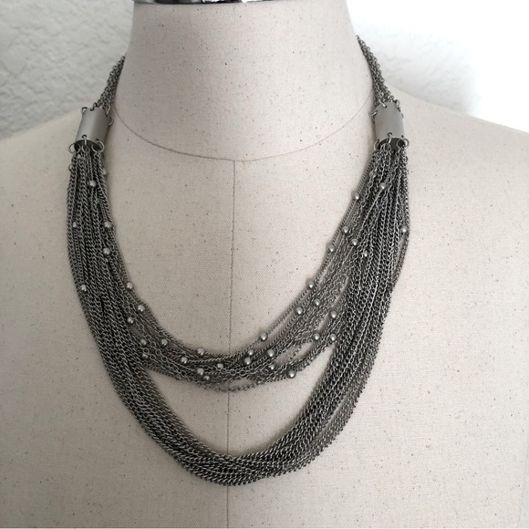 Silver Tone Multi Strand Necklace VTG - Picture 3 of 7